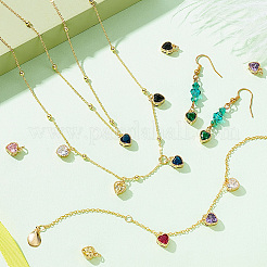 16 шт. 8-цветные подвески из настоящей латуни с покрытием из 18-каратного золота и инкрустацией из кубического циркония FIND-GA0002-34