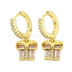 Подарочные латунные серьги-кольца с микропаве из кубического циркония&nbsp;EJEW-U057-05G