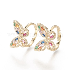 Регулируемые латунные кольца из микро-паве кубического циркония RJEW-F101-08G