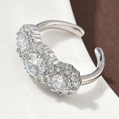 Латунные микро проложить манжеты кольца кубического циркония RJEW-H256-02P-02