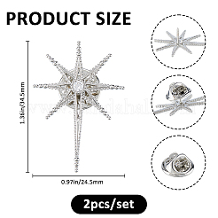 2 шт. латунные булавки для одежды с микропаве из прозрачного кубического циркония&nbsp;JEWB-FH0002-54P