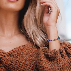 Стойка покрытие радужного цвета бусины из нержавеющей стали 304 FIND-MP0001-07