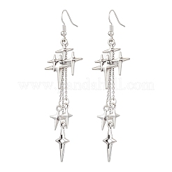 Латунные серьги с подвесками в виде звезд EJEW-JE06349