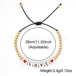 Браслеты из плетеных бусин с акриловыми кубиками и надписью «любовь»&nbsp;EG4243