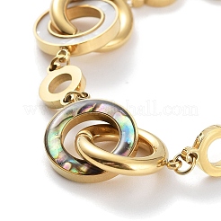 Ионное покрытие (ip) 304 нержавеющая сталь переплетенные кольца браслет BJEW-F466-01G