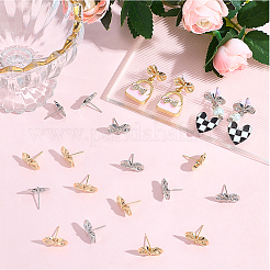 20 шт. 2-х цветная латунная фурнитура для сережек-гвоздиков&nbsp;KK-BBC0022-94