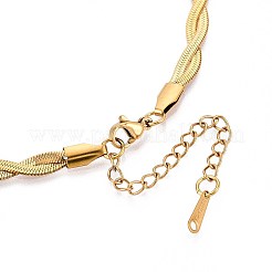 Ожерелья из плетеной цепочки «ёлочка» из нержавеющей стали 304 толщиной 5 мм&nbsp;NJEW-N058-16G