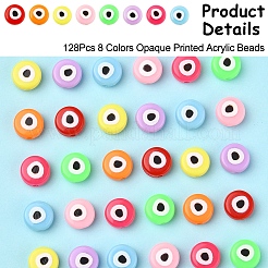 128 шт. двухцветные непрозрачные акриловые бусины с принтом MACR-FS0001-94