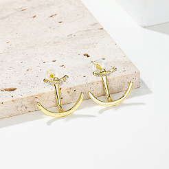 Серьги-гвоздики в стиле панк-шик с латунным паве и прозрачными кубическими цирконами LK0340