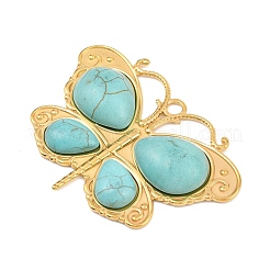 Крупные подвески из нержавеющей стали 304 в богемном стиле с синтетической бирюзой&nbsp;LS-STAS-G381-02G-08