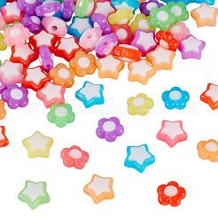 100 шт. 2 стиля двухцветные непрозрачные акриловые бусины&nbsp;SACR-TA0001-59