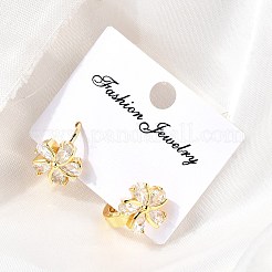 Серьги-кольца из латуни с цветком&nbsp;EJEW-S256-01B-G