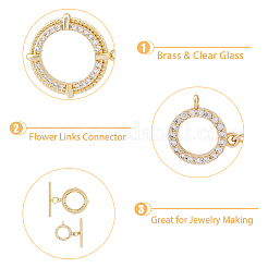 8 комплект из 2 стилей застежек-тоглов из латуни с микропаве из прозрачного кубического циркония KK-DC0003-40