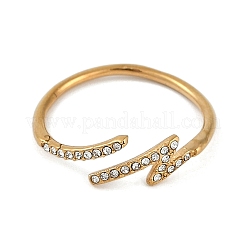 Кольцо из нержавеющей стали 304 с ионным покрытием (IP) со стразами&nbsp;RJEW-D083-05G