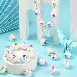 100шт 5 стиля УФ-покрытие непрозрачные акриловые бусины&nbsp;PACR-CJ0001-24