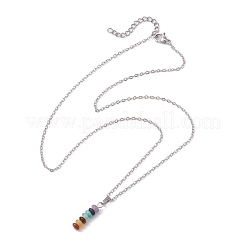 Ожерелья-подвески в форме диска из натуральных и синтетических драгоценных камней X-NJEW-JN04623-01