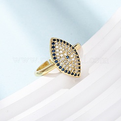 Латунные микропаве кубические цирконии манжеты открытые кольца для женщин&nbsp;RJEW-K264-09B-G