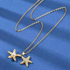 Подвеска в виде морской звезды из латуни с микропаве из кубического циркония для женщин NJEW-C076-06G