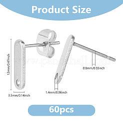 60 шт. фурнитура для сережек-гвоздиков из нержавеющей стали 201 с отверстием&nbsp;FIND-DC0006-59