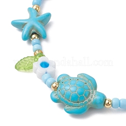 2 шт. Браслет из синтетического бирюзового и стеклянного бисера&nbsp;BJEW-MZ00305