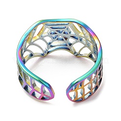 Ионное покрытие (ip) 304 нержавеющая сталь полое открытое кольцо-манжета паутина для женщин RJEW-M149-25RC