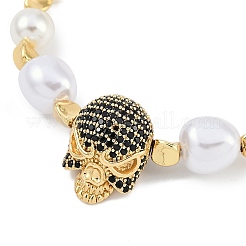 Браслеты с подвесками из латуни с микропаве из кубического циркония BJEW-P341-14G