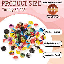 80 шт. фарфоровые пуговицы с 4 отверстиями PORC-PJ0001-01