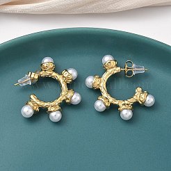 Серьги-гвоздики C-образной формы с искусственным жемчугом из АБС-стали 304 EJEW-K268-58G