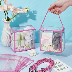 Складные прозрачные пластиковые упаковочные коробки из ПВХ с веревочными ручками&nbsp;AJEW-WH0816-131