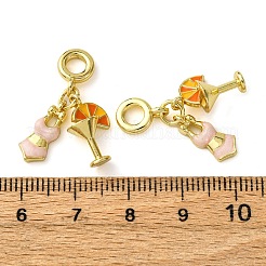 Европейский шарм-подвеска из латуни с розовой и оранжевой эмалью KK-F911-13G