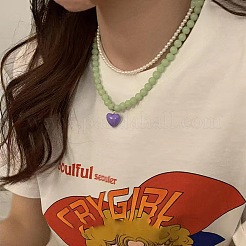 Ожерелья с подвеской в форме сердца из круглых акриловых бусин для девочек&nbsp;FS-WG255AC-02