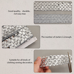 Полиэстер с кружевной отделкой в виде пайеток&nbsp;OCOR-WH20073-01C