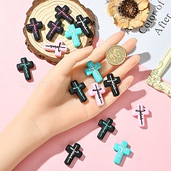 15 шт. 5-цветные силиконовые бусины с надписью «Иисус»&nbsp;SIL-YW0002-04