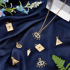 12шт 6 стиля латунные подвески с микропаве и кубическим цирконием&nbsp;ZIRC-BBC0001-01