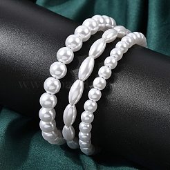 Браслеты из пластиковых бусин с жемчугом для женщин&nbsp;BJEW-L716-02P