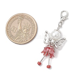 7 шт. подвеска в виде ангела из акрила и стеклянного жемчуга HJEW-JM03360