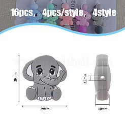 16 шт. 4 цвета пищевые экологически чистые силиконовые бусины&nbsp;SIL-HY0001-12