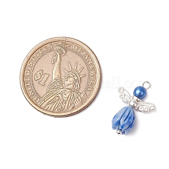 Бусины в виде цветка розы из непрозрачной смолы с круглыми бусинами из стеклянного жемчуга PALLOY-JF03594-02