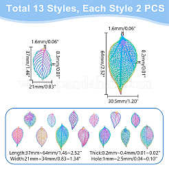 26 шт. 13 стиля ионного покрытия (IP) 201 филигранные подвески из нержавеющей стали&nbsp;STAS-GA0001-67