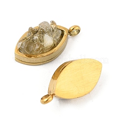 Подвески из натурального смешанного камня из нержавеющей стали 304 в форме конского глаза KK-P300-13G