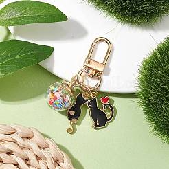 Украшения с подвеской из эмали из сплава кошки&nbsp;HJEW-JM01981-02