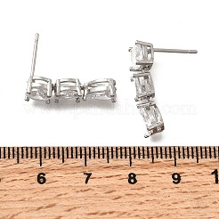 Серьги-гвоздики в форме капли с микропаве из прозрачных кубических цирконий из латуни&nbsp;EJEW-P322-09P