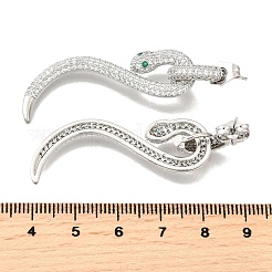 Серьги-гвоздики в форме змеи из латуни с кубическим цирконием для женщин EJEW-F367-01B-P