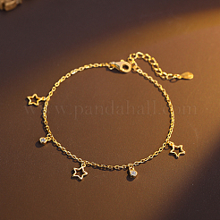 Серебряный браслет-цепочка со звездой для женщин в минималистичном стиле из золота CL9353