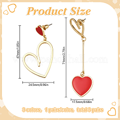 3 пара двухцветных сережек-гвоздиков из сплава&nbsp;EJEW-GO0003-05