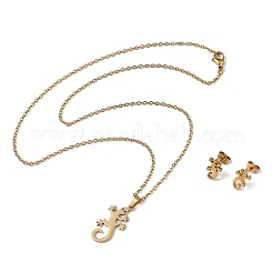 Комплекты из ожерелий и серег-гвоздиков из нержавеющей стали Gecko 201 для женщин SJEW-Q025-07G