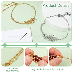 8шт 2 стиля регулируемый слайдер браслет из нержавеющей стали 304 изготовление AJEW-PH0011-83