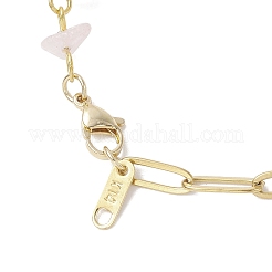 Бусины ручной работы из натурального розового кварца и цепочки-скрепки из нержавеющей стали 304&nbsp;NJEW-JN05499-03