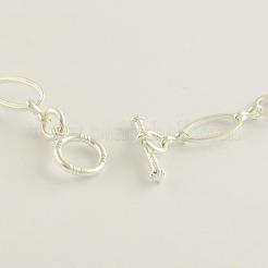 Колье из натурального малайского нефрита с нагрудными камнями из легкого сплава кабошон и латунными цепями с серебряным покрытием NJEW-R224-02E-B