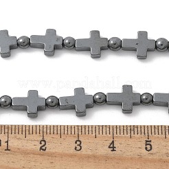 Круглые крестообразные бусины из синтетического немагнитного гематита&nbsp;NJEW-R020-03